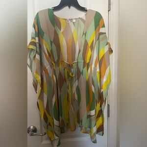 Roommates Multicolor Geometric Swim Coverup